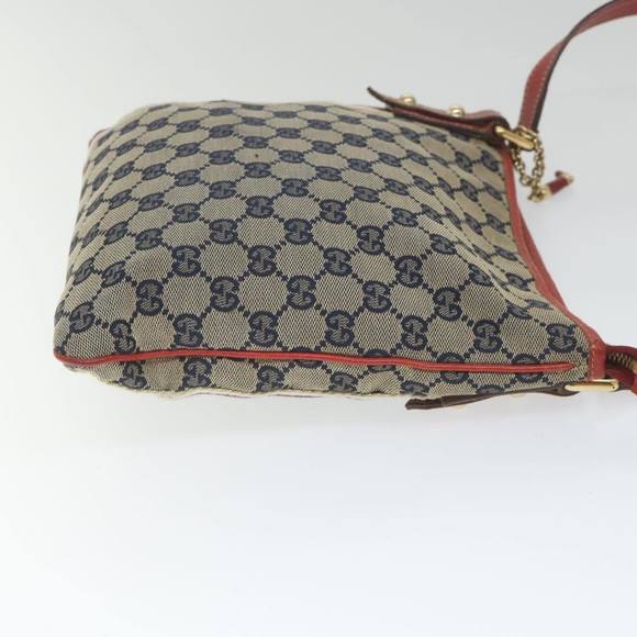 GUCCI GG Canvas Sherry Line Shoulder Bag Navy Red 144388 Auth ki3671 - Picture 3 of 16